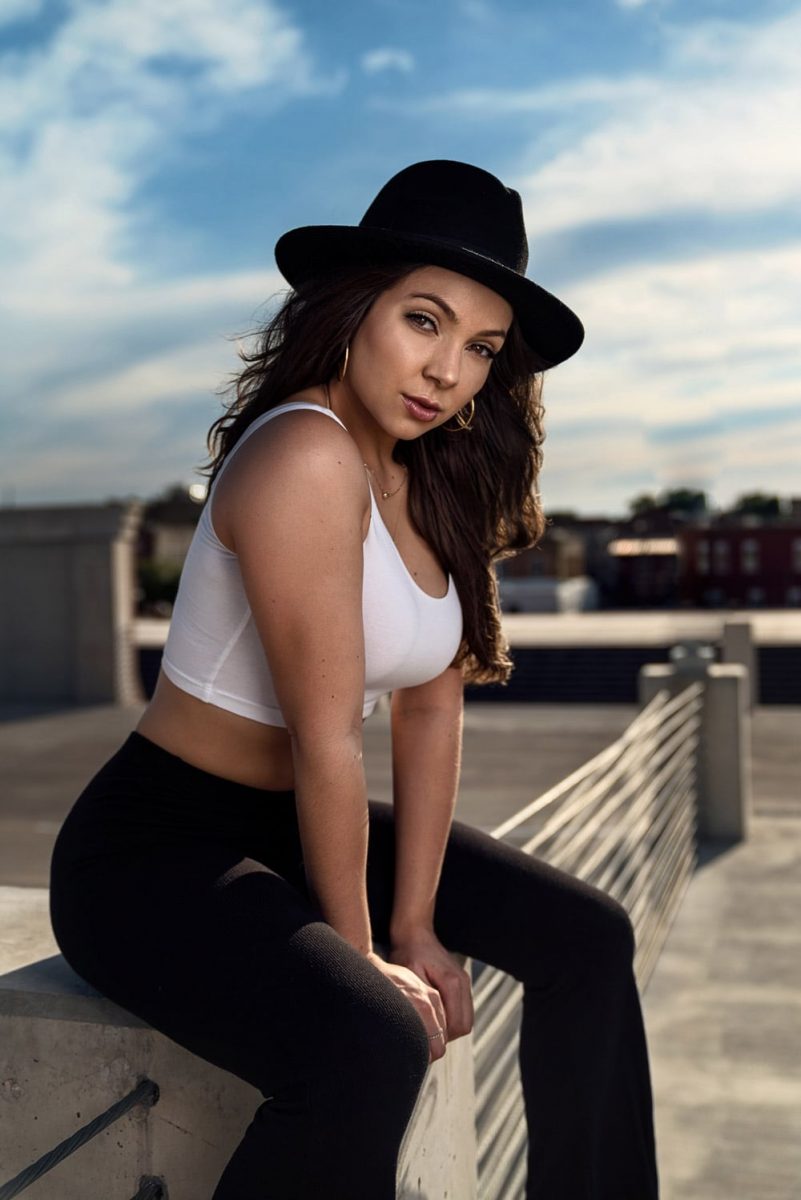 Caitlin Model Rooftop Shoot Off camera flash Sony a7riii hat