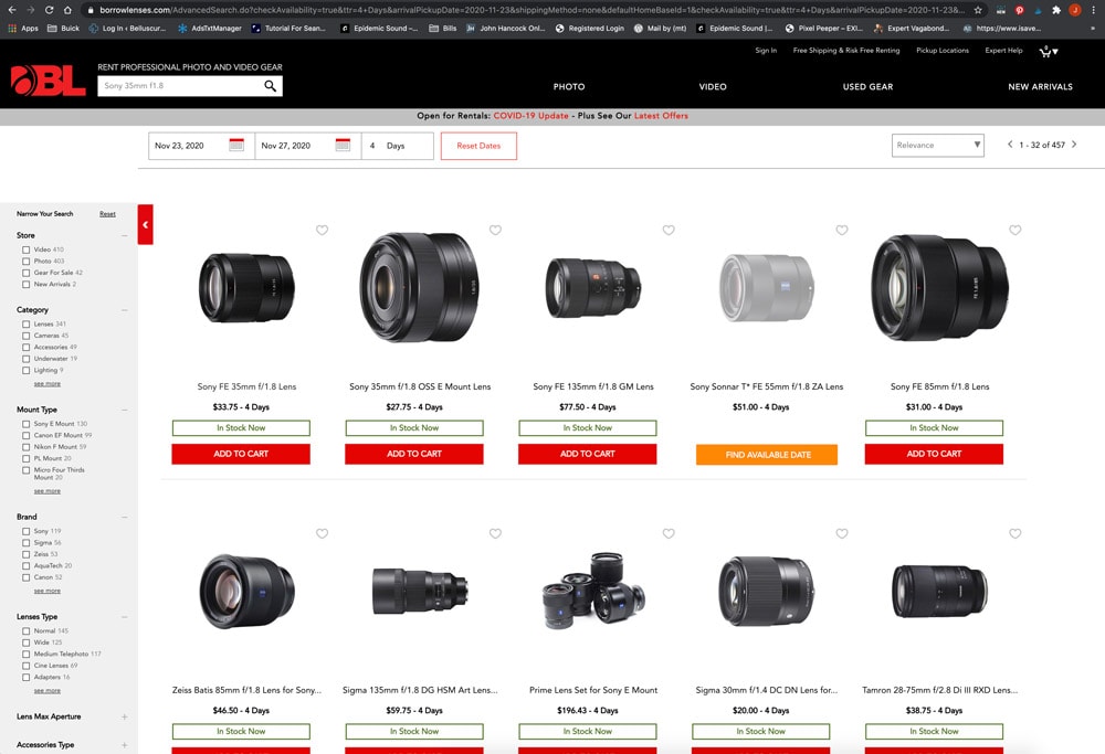 Borrowlenses.com Online Camera Lens Rental Company