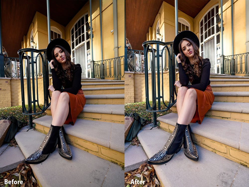 Before After Image Sony 16-35mm Portrait with Maddison